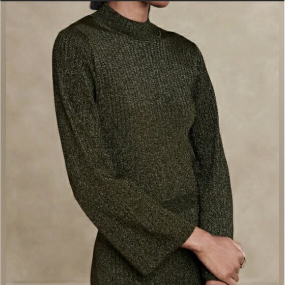 Banana Republic Lena Metallic Sweater Lurex Flare Black Size Small NWT Holiday - Picture 2 of 11